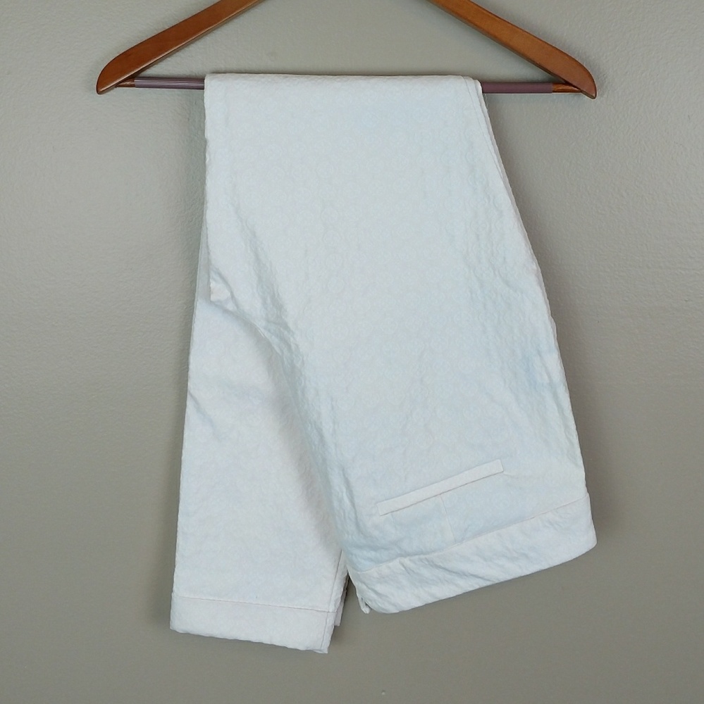 Cynthia Rowley textured crop ankle flat front pants white size 12